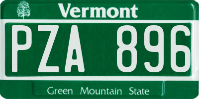 VT license plate PZA896
