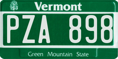 VT license plate PZA898