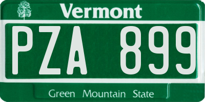 VT license plate PZA899