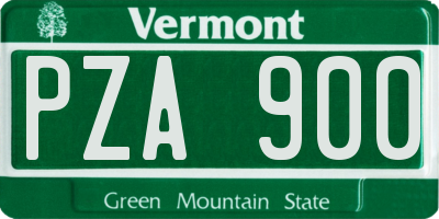 VT license plate PZA900