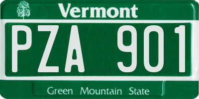 VT license plate PZA901