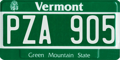 VT license plate PZA905