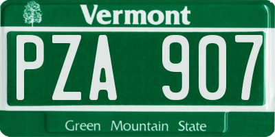 VT license plate PZA907