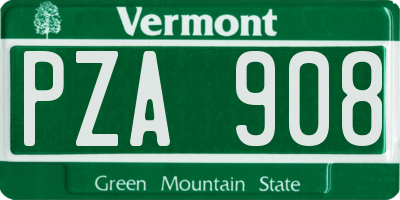 VT license plate PZA908