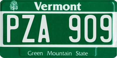 VT license plate PZA909