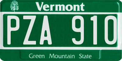 VT license plate PZA910