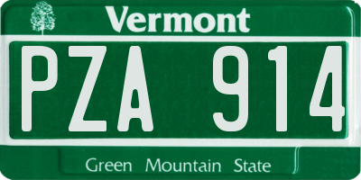 VT license plate PZA914