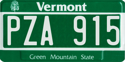 VT license plate PZA915
