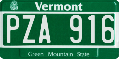VT license plate PZA916