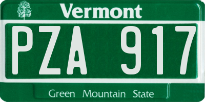 VT license plate PZA917