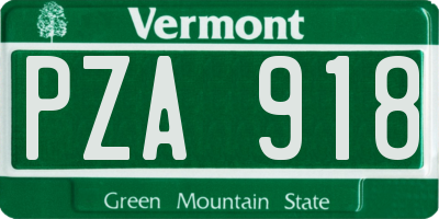 VT license plate PZA918