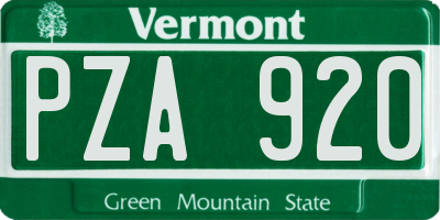 VT license plate PZA920