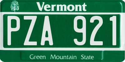 VT license plate PZA921