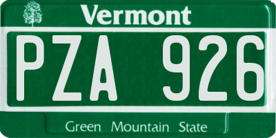 VT license plate PZA926