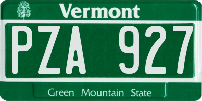 VT license plate PZA927