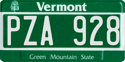 VT license plate PZA928