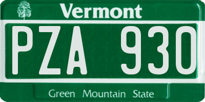 VT license plate PZA930