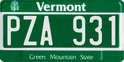 VT license plate PZA931