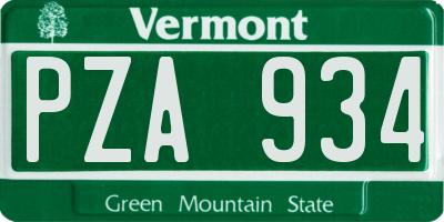 VT license plate PZA934