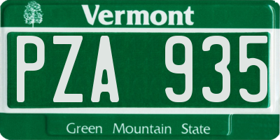VT license plate PZA935