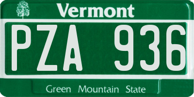 VT license plate PZA936