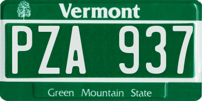VT license plate PZA937