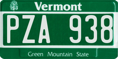 VT license plate PZA938
