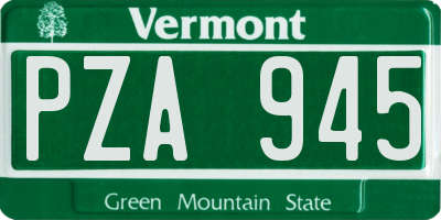 VT license plate PZA945
