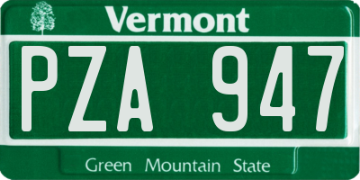 VT license plate PZA947