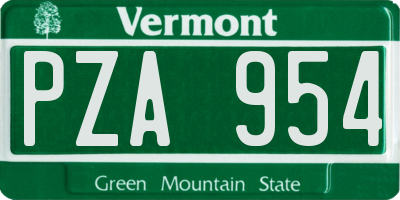 VT license plate PZA954