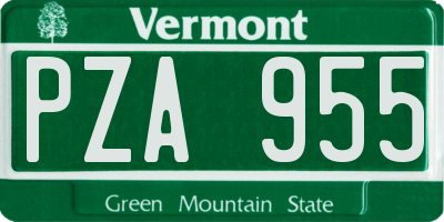 VT license plate PZA955