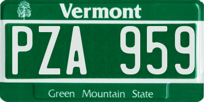 VT license plate PZA959
