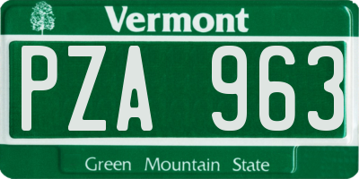 VT license plate PZA963