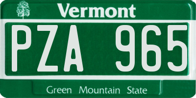 VT license plate PZA965