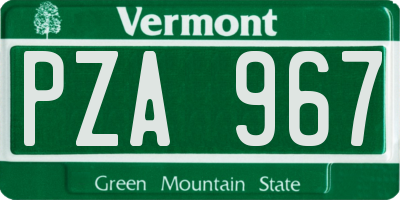 VT license plate PZA967