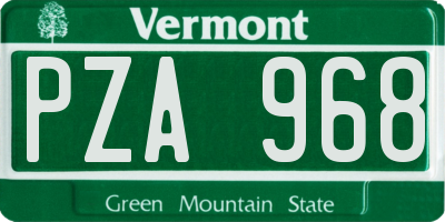 VT license plate PZA968