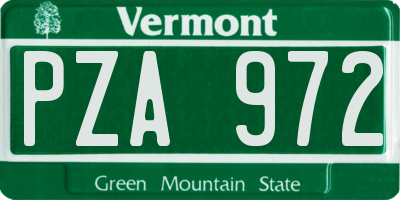 VT license plate PZA972
