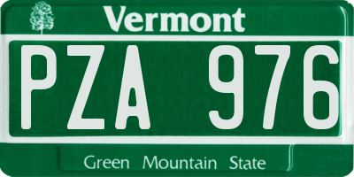 VT license plate PZA976
