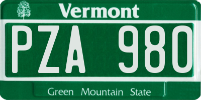 VT license plate PZA980