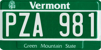 VT license plate PZA981