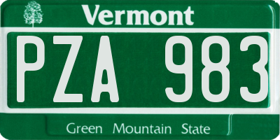 VT license plate PZA983