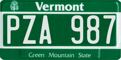 VT license plate PZA987