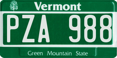 VT license plate PZA988