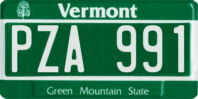 VT license plate PZA991