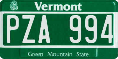 VT license plate PZA994
