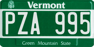 VT license plate PZA995