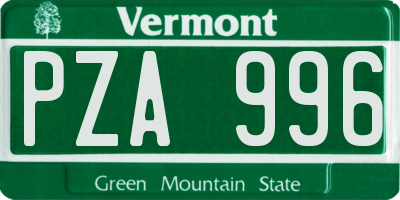 VT license plate PZA996