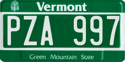 VT license plate PZA997