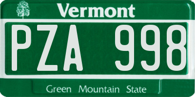 VT license plate PZA998