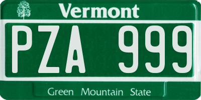 VT license plate PZA999